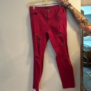 Silver Crush hot pink shredded/ distressed jeans